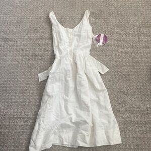 White Linen Bow Tie Maxi Dress with Buttons Strasburg Julip by Strasburg